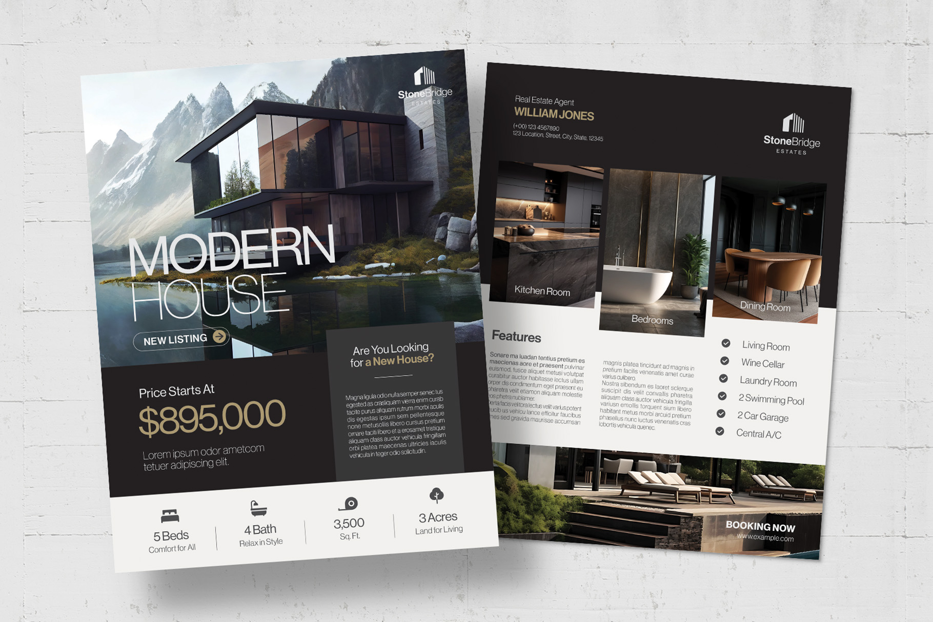 Modern real estate flyer design created with Canva