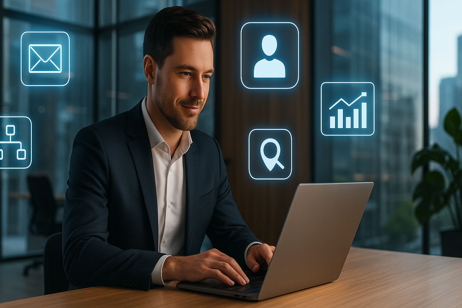 Real estate CRM strategy visualized with email, analytics, and client management icons best crm for new agents