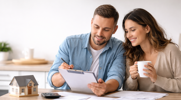 how much are closing costs when buying a house - buyers reviewing loan documents