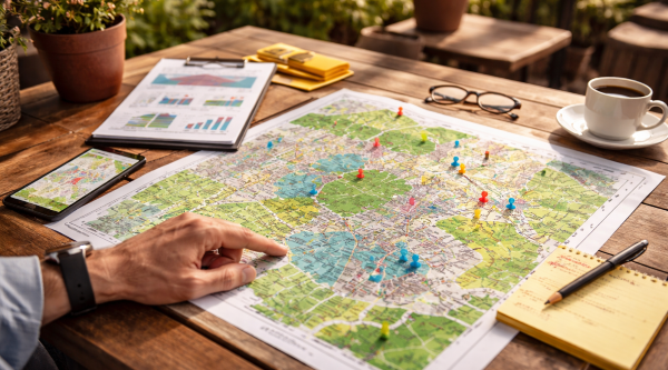 Suburban neighborhood representing how to choose a real estate farm area