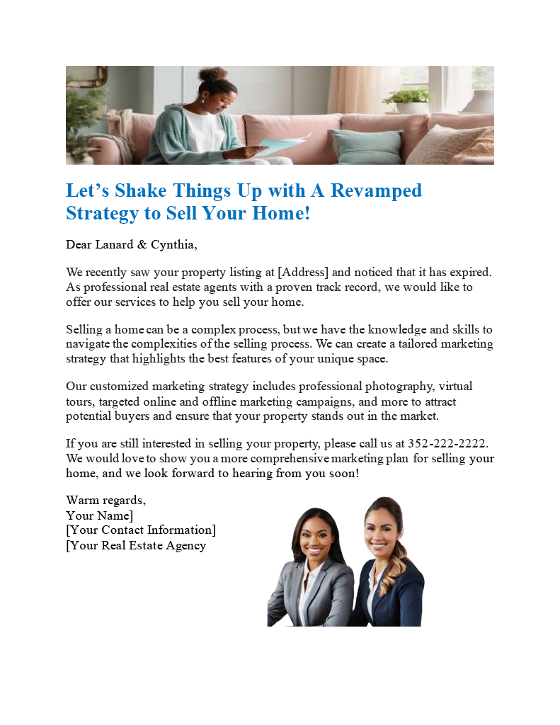 This sample expired listing letter is different from what you might expect!