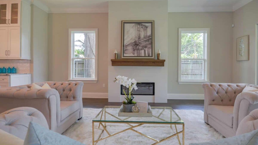 Show-ready living room staging for open houses